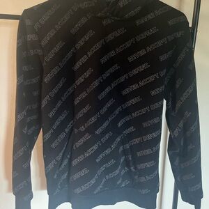 Seven7 Black Turtleneck Sweater with Graphic Text